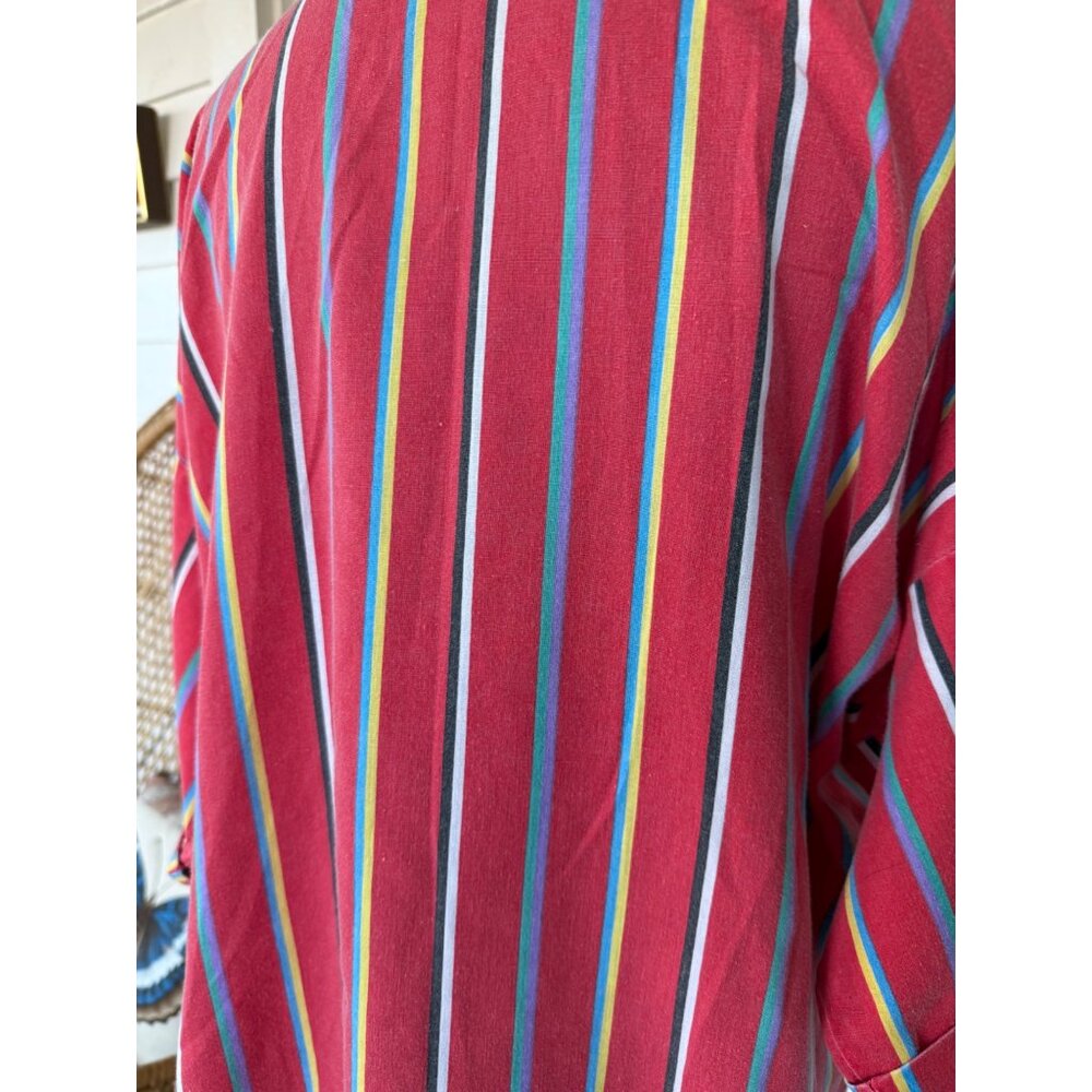 Vintage 70's Red Stripe Womens Button Blouse Cotton Blend Sz XL - Picture 13 of 13